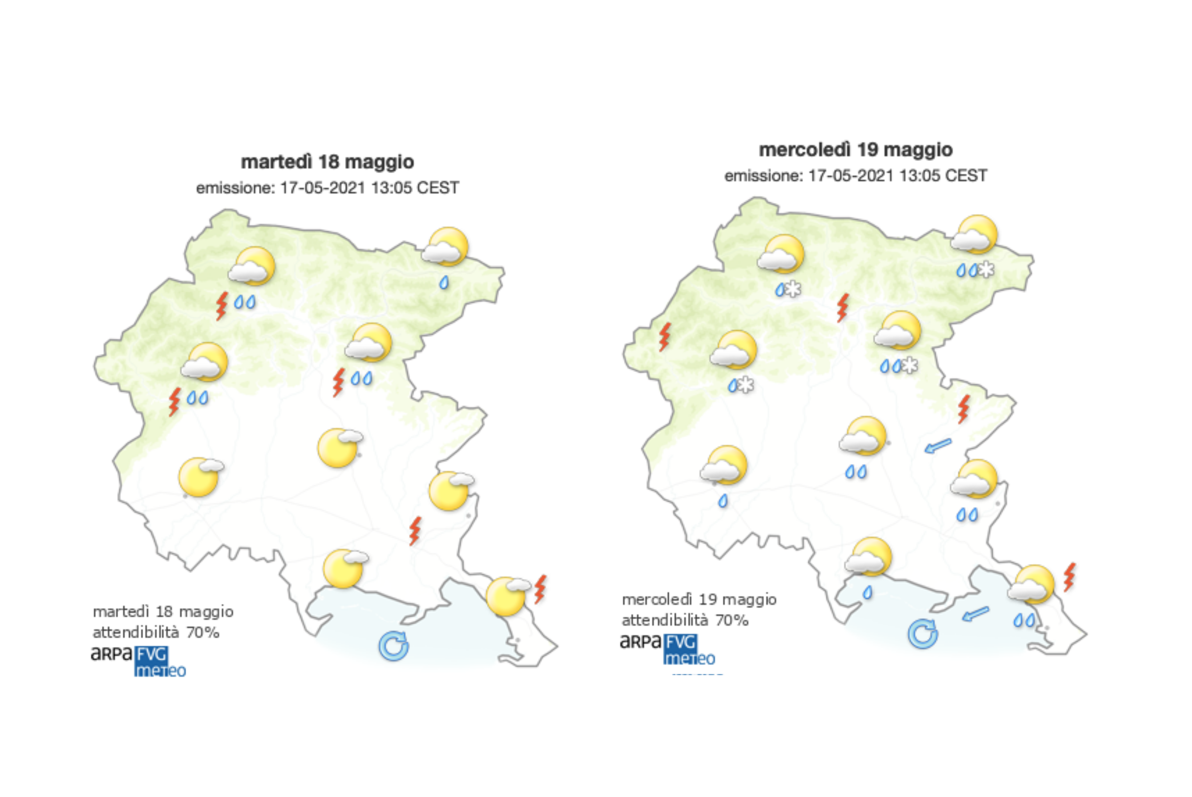 Meteo ancora instabile sul Goriziano, attese piogge e nuove schiarite